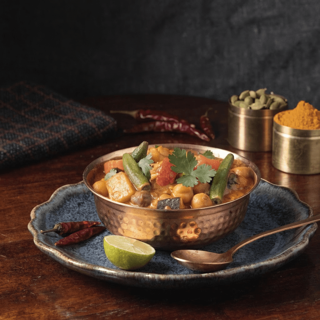Vegan Indian curry in a rich masala sauce