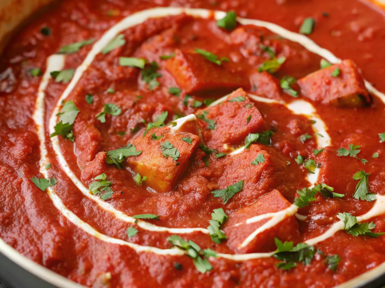Kashmiri Lal Tofu (Tofu in Kashmiri chili tomato curry sauce)